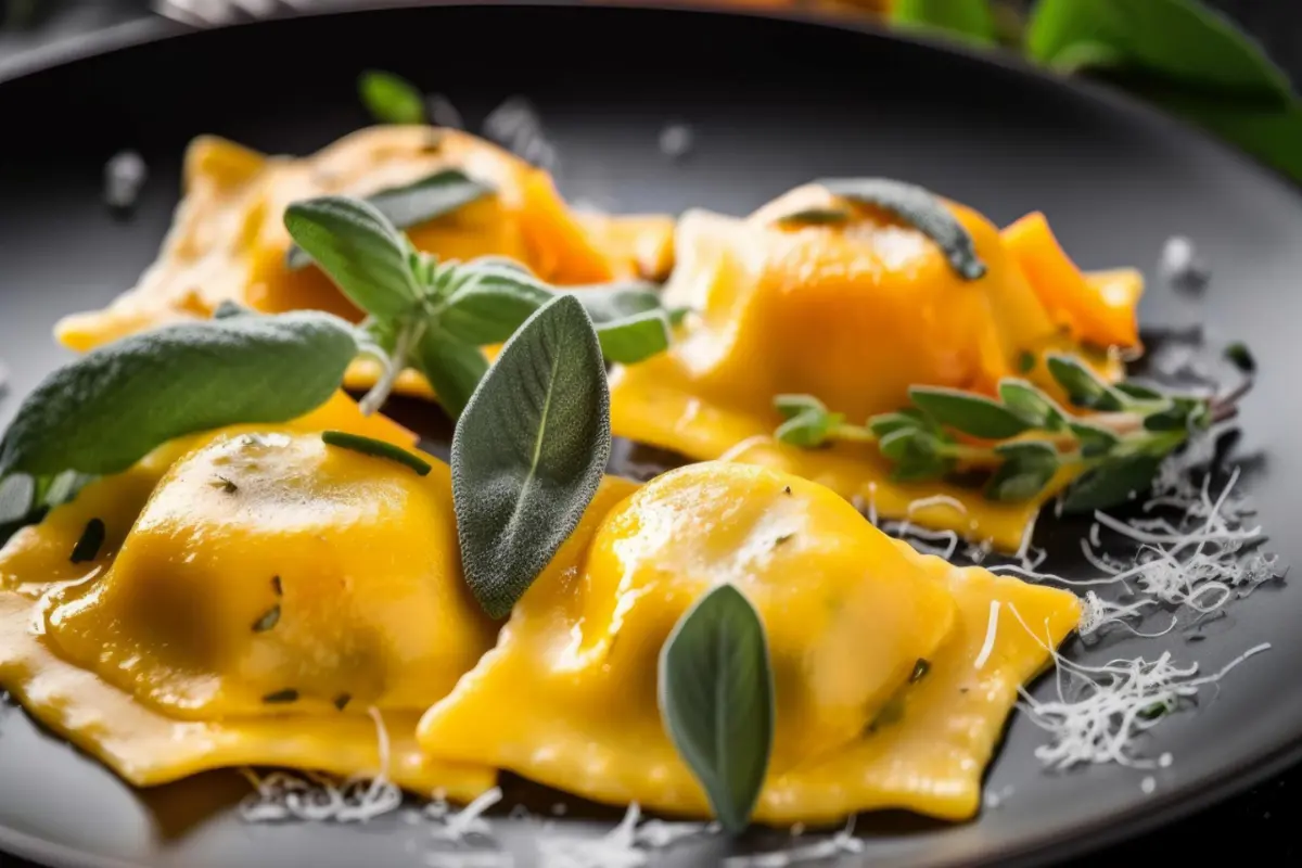 Ravioli de Abóbora com Molho de Sálvia e Nozes
